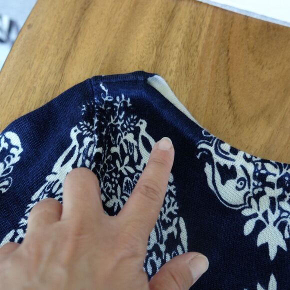 Lilly‎ Pulitzer Sweater Women Sz S Blue Knit Merino Wool Paisley Business Casual - Picture 6 of 12